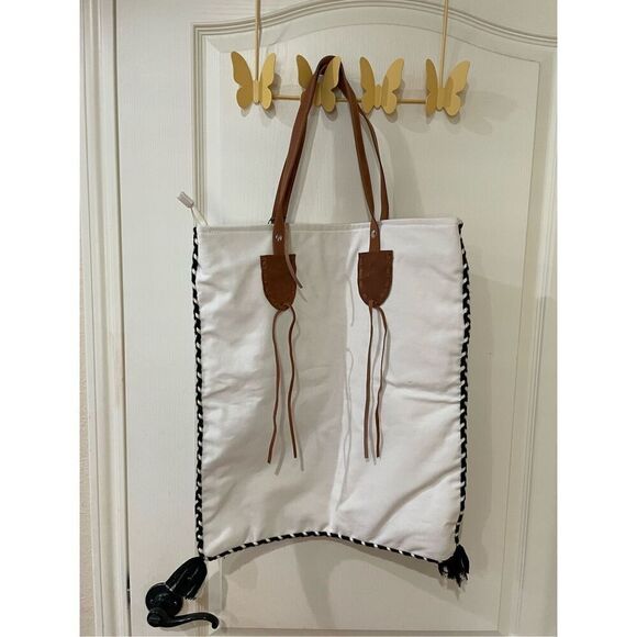 NWT Sole Society Embroidered Vertical Canvas Bag - Picture 4 of 11